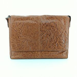 FRYE Tan Brown Crinkle Leather Large Messenger Crossbody Bag Business DB0525 NEW